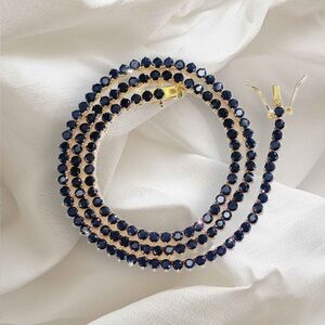 Elegant Gold and Black CZ Tennis necklace